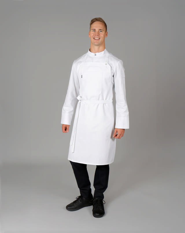 Kuskeforklæde, brystlomme - Hvid