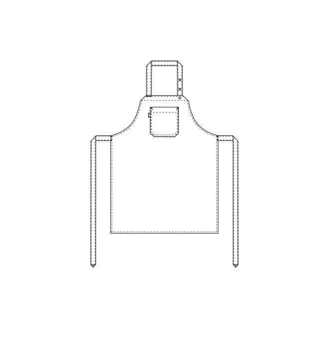 Kuskeforklæde, brystlomme - Hvid